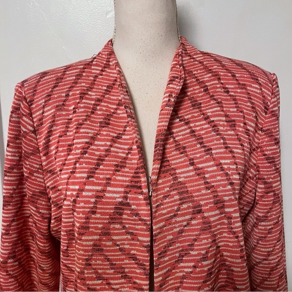 Misook • Chevron Coral Red Pink Cardigan - Picture 2 of 4